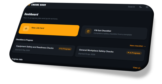 Engine Room compliance dashboard